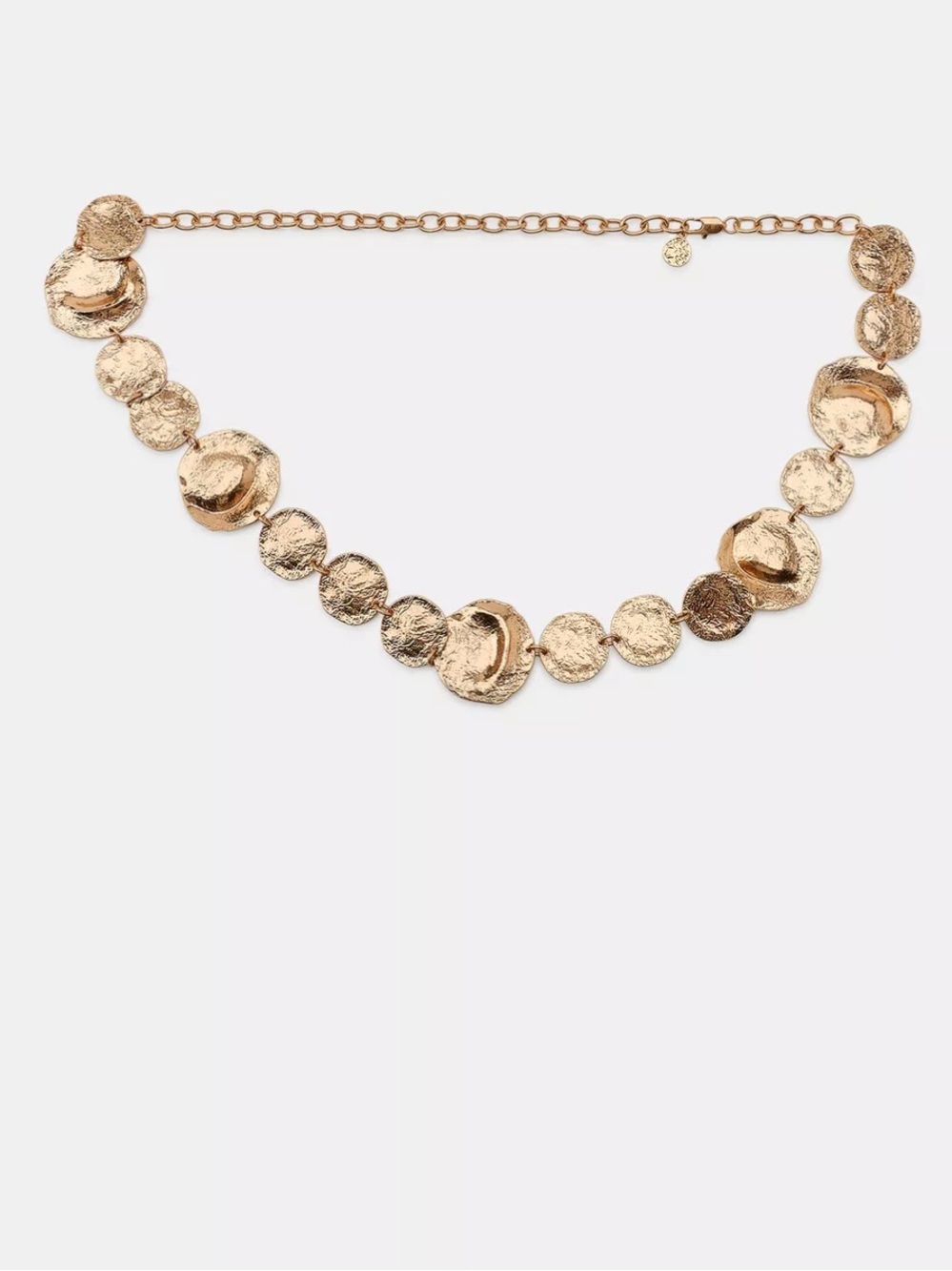 Zara NWT Luxe Coin Gold Hammered Disc Chain Medallion Statement Belt Textured